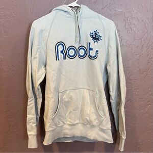 Roots Light Blue and White Maple Leaf Sweatshirt Hoodie